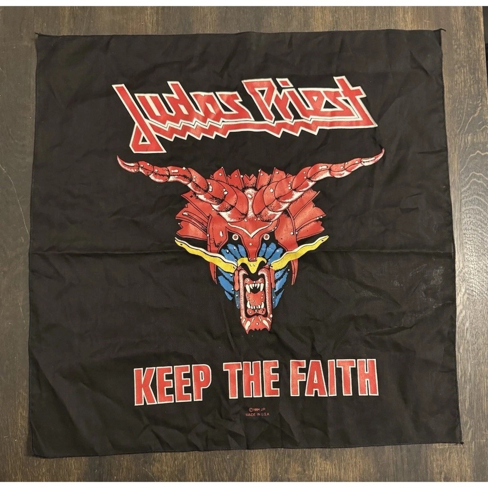 Vintage 1980s Judas Priest Keep‎ The Faith 1984 Bandana Promo Rock Concert Metal
